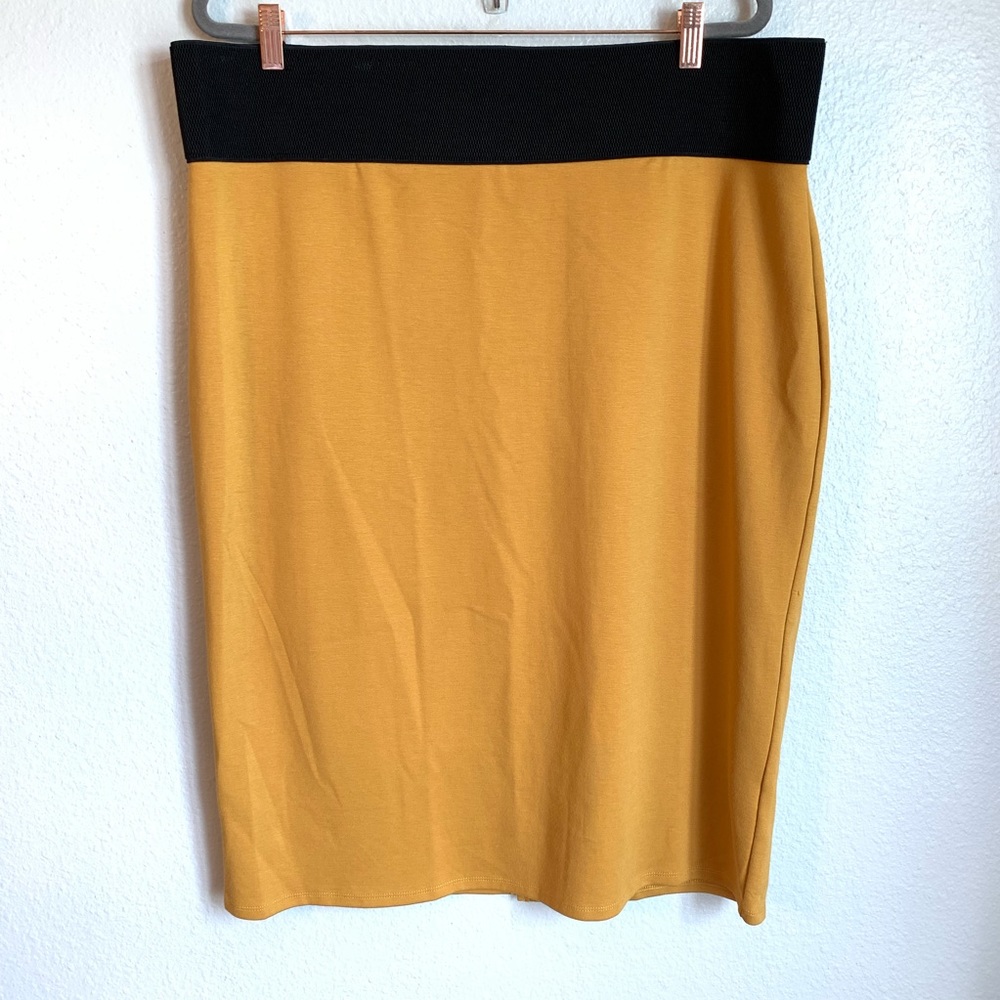 Ashley Blue Plus Size Mustard Pencil Skirt 2XL